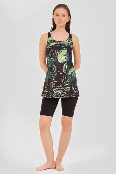 ALFASA Semi Covered Patterned Strappy Swimsuit