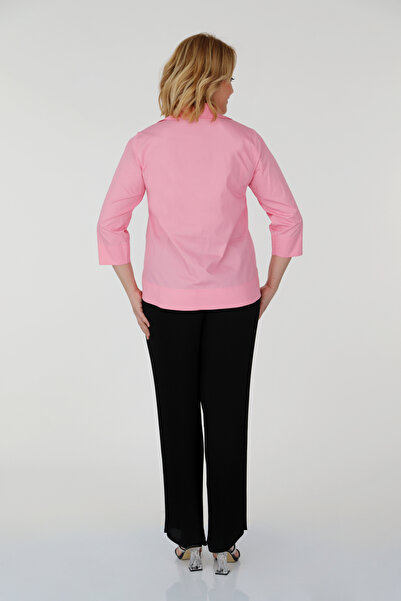 mardi exclusive Kadın Büyük Beden Zincir Detaylı Pamuk Gömlek