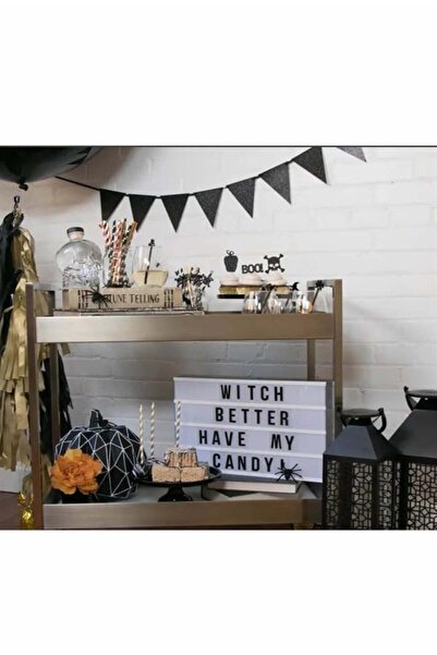 Partifabrik Cadılar Bayramı Halloween Siyah Üçgen Bayrak 11 Li