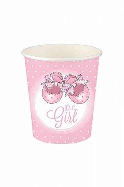 Roll-Up Pembe Patikler Karton Bardak 8 Li