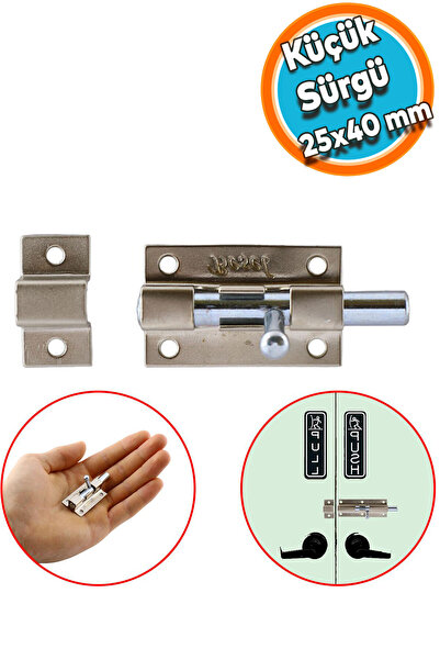 NZB Küçük Mavzer Sürgü Sürgülü Dolap Sürgüsü Kilit Saten 25x40 mm Kapı Pencere Emniyet Kilidi Metal