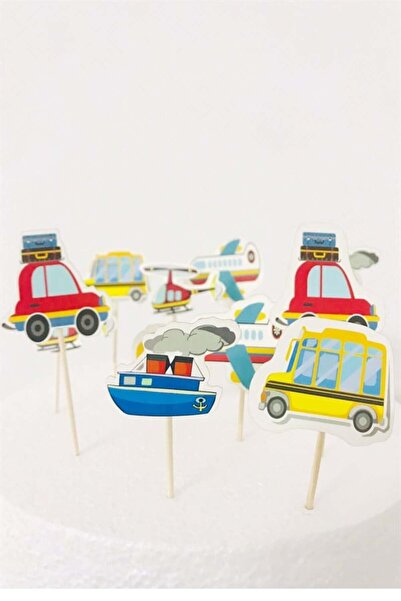 Partifabrik Taşıtlar Temalı Doğumgünü Kürdan Set 12 Adet