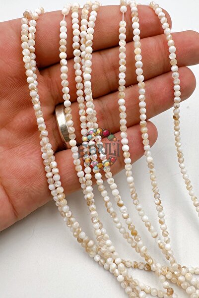 Ebruli Boncuk Sedef Desenli Boncuk Takı Yapımı Aksesuar Bead (1 Dizi)