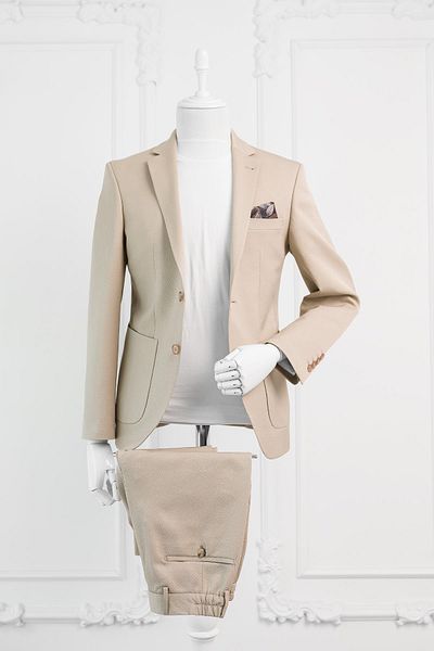 LUİGİ DİBERTİ Luigi Diberti Seersucker Mono Collar Bag Pocket Double Slit Slimfit Jogger Suit