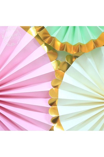 Partifabrik Set of 6 Gold Foil Macaron Fan Decorations