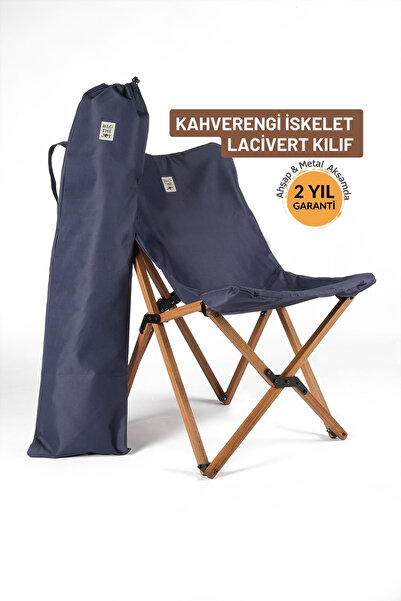 Bag The Joy Ahşap Katlanır Kamp Sandalyesi |Bahçe, Balkon | Çantalı - Kahvere...