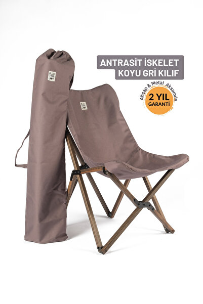 Bag The Joy Ahşap Katlanır Kamp & Bahçe Sandalyesi – Antrasit Iskelet - Koyu ...