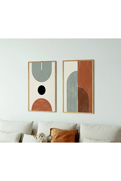 wudie Pictură decorativă din 3 piese, cu cadru din lemn, pictură abstractă, p...