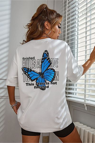 Shine Stone Tricou oversize cu imprimeu fluture