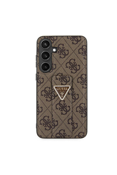 Guess Galaxy S24 Plus Uyumlu Kılıf Lisanslı 4G Desenli Üçgen Logolu Standlı D...
