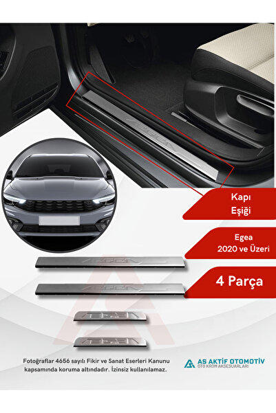 as aktif otomotiv oto krom aksesuarları Fiat Egea SD/HB/SW Kapı Eşiği 4 Parça 2020 ve Üzeri Krom Paslanmaz Çelik