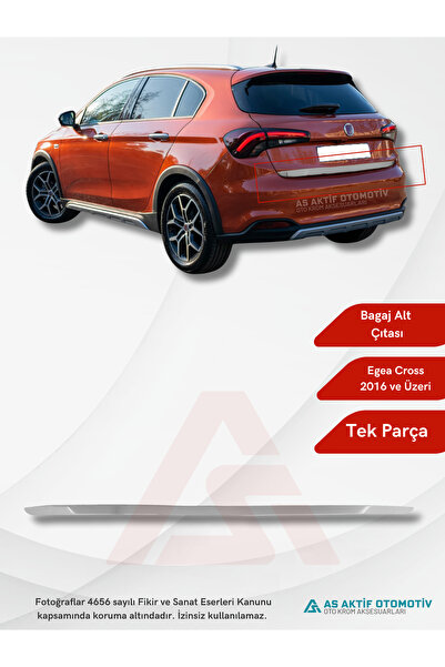 as aktif otomotiv oto krom aksesuarları Fiat Egea HB-Cross Bagaj Alt Çıtası 2...