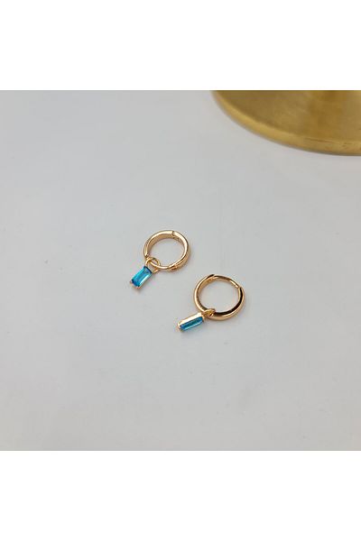 SE Jewellery Rose Xupıng Blue Hanging Mini Hoop Earrings