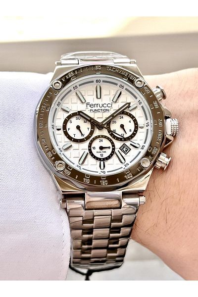 Ferrucci Men's Multifunctional Metal Band Wristwatch