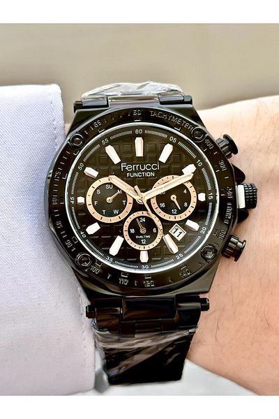 Ferrucci Men's Multifunctional Metal Band Wristwatch