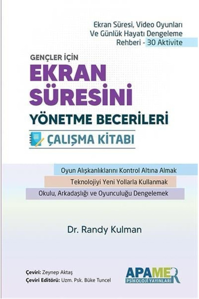 APAMER Psikoloji Yayınları Ekran Süresini Yönetme Becerileri - Çalışma Kitabı