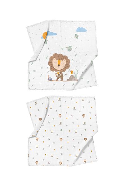 Casadora Baby Simba 100% Cotton Muslin Blanket Set (90X90 CM 2-Piece)
