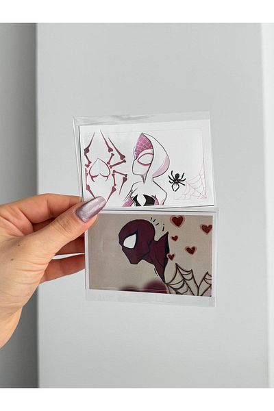Planet Butik Spider Man and Spider Woman Card Covering Sticker Set of 2