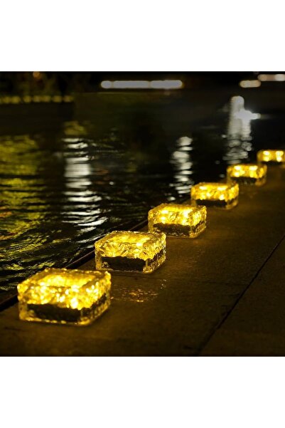 gaman Güneş Enerjili Solar LED'li Buzlu Cam Tuğla Görünümlü Günışığı Renk Pey...