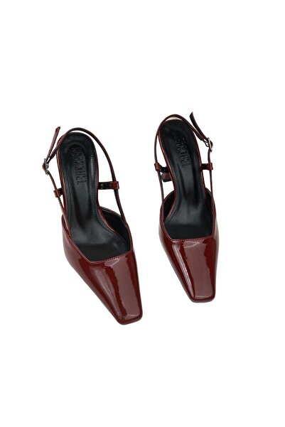 bescobel Women's Yojda Claret Red Patent Leather Heeled Open Back Shoes 8 CM 765