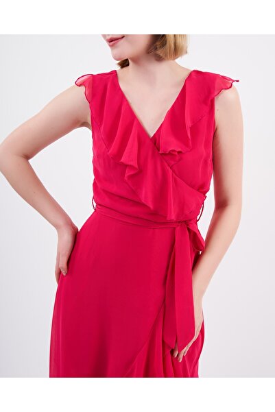 Swass Şifon Sıfır Kollu Beli Lastikli Elbise