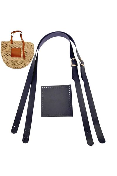 angel çanta aksesuar Αξεσουάρ Angel Bag Σετ τσάντας με ρυθμιζόμενη διπλή λαβή με τσέπη από συνθετικό δέρμα Navy Blue Light Gold Metal