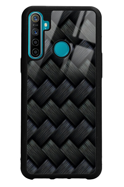 Spoyi Oppo Realme C3 - 5i Siyah Hasır Tasarımlı Glossy Telefon Kılıfı