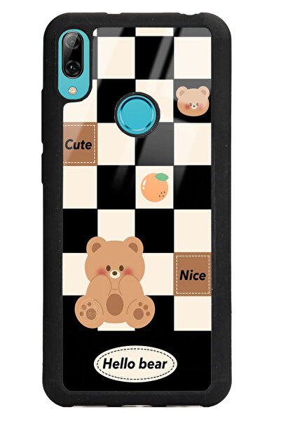 Spoyi Huawei Y6 (2019) Hello Bear Tasarımlı Glossy Telefon Kılıfı