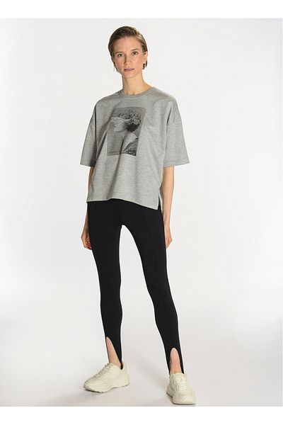 People By Fabrika PFKSS22SW0008 Crew Neck Regular Fit Printed Gray Women's Sweatshirt