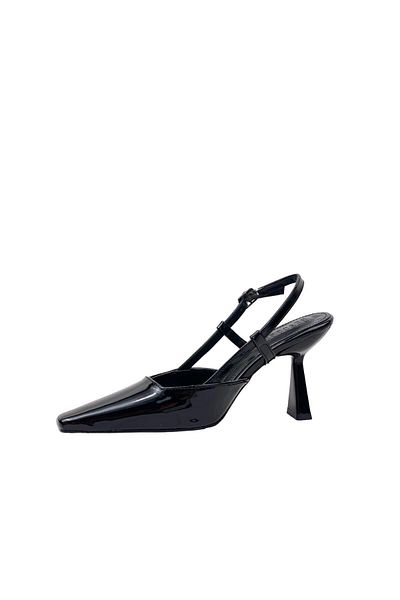 bescobel Women's Yojda Black Patent Leather Heeled Open Back Shoes 8 CM 765