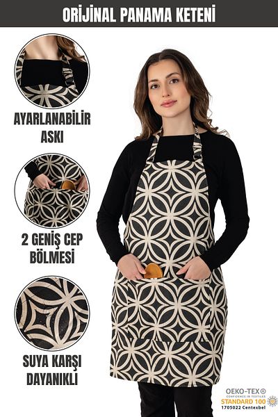Morlay Transparent Kitchen Apron with Waterproof and Stain Resistant Fabric and 2 Pockets and Strap - 60X80Cm