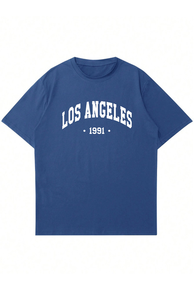 Ginevra Унісекс оверсайз футболка з велосипедним коміром і принтом «Лос-Андже...