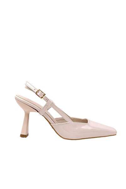 bescobel Women's Yojda Nude Patent Leather Heeled Open Back Shoes 8 CM 765