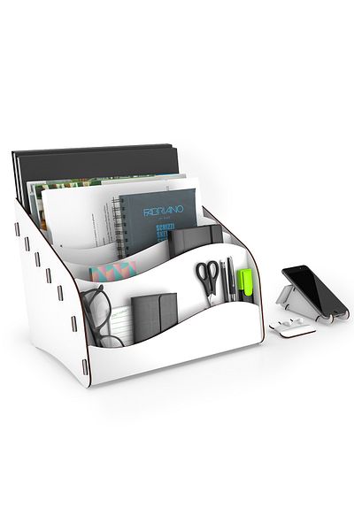 Mingitav White Wavy Desktop Organizer - Document Shelf