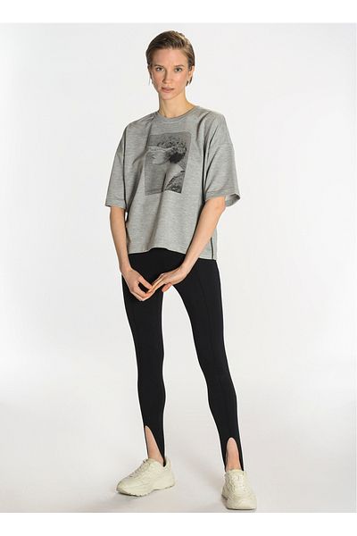 People By Fabrika PFKSS22SW0008 Crew Neck Regular Fit Printed Gray Women's Sweatshirt