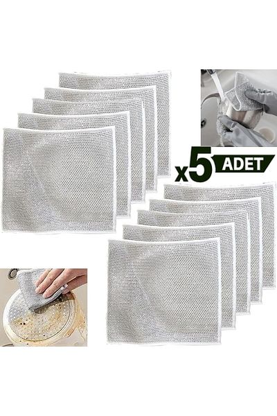 mrtbilisim Pack of 5 - Anti-Scratch Black Wire, Dishcloth, Magic Mesh Wire, Stubborn Stain Cloth