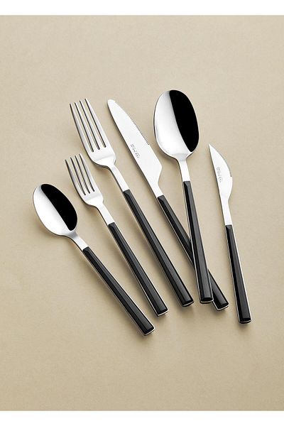 The Mia Shadow Black Silver 24 Par Spoon Knife Set - Fork