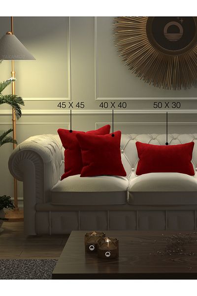 Yakamoz RED COLOR KIRLENT, PILLOW CASE VELVET TOUCH SERIES WITH VELVET LOOK