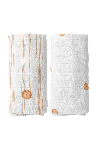 Casadora Baby Leo Embroidered 100% Cotton Muslin Cover Set (90x90 Cm 2 Pieces)