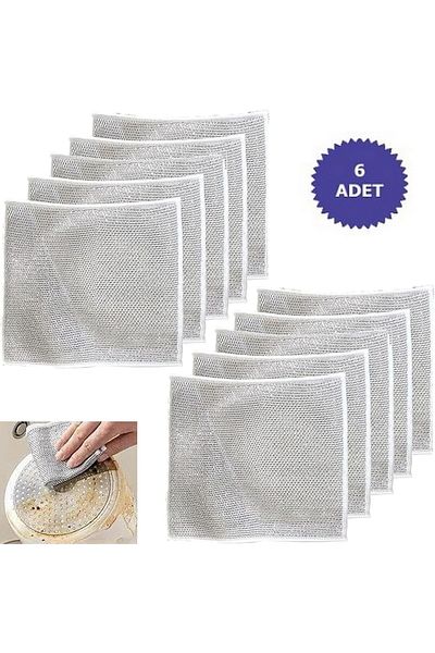 mrtbilisim 6 Pieces of New Cloth - Wire Dish, Washing Cloth, Multifunctional, Anti-Scratch, Magic Cloth Package