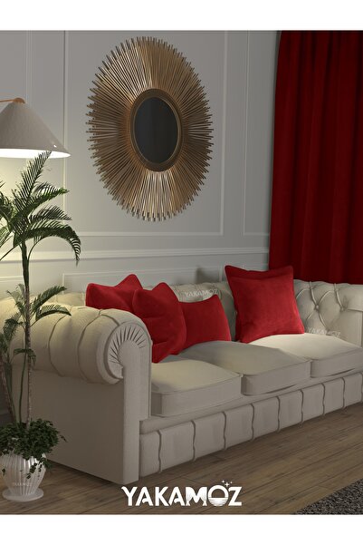 Yakamoz RED COLOR KIRLENT, PILLOW CASE VELVET TOUCH SERIES WITH VELVET LOOK