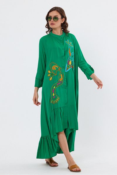 Rodi Women's Buttoned Front Embroidered Dress Ds23yb118140
