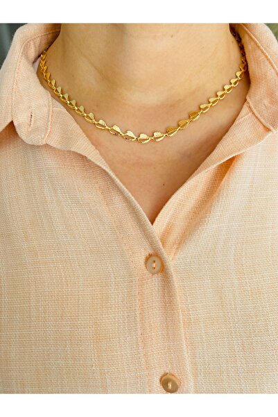 xesha Altın Kaplama Kolye Gold Renk Kadın Zincir Kolye