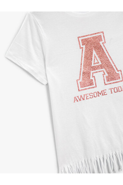 Koton T-Shirt mit Quasten-Print und Rundhalsausschnitt aus Baumwolle