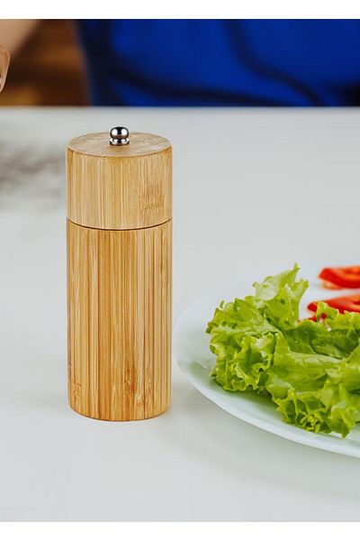 The Mia Natura Bamboo 6x15 cm Salt and Pepper Mill
