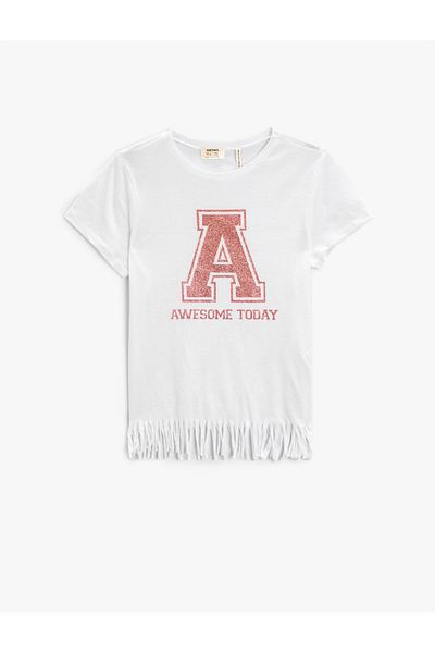Koton Φούντα εμπριμέ T-Shirt Crew Neck Βαμβακερό