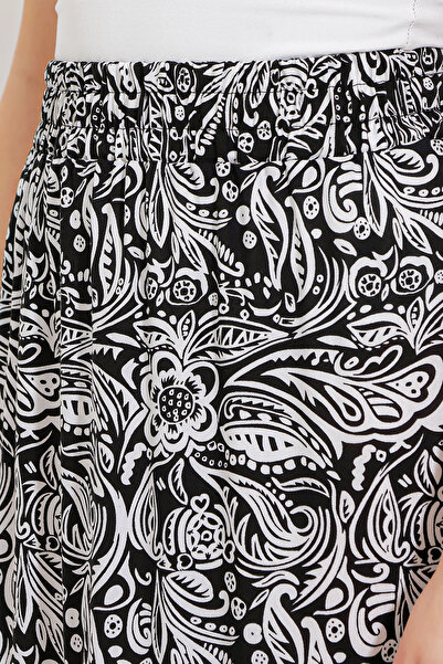 Bigdart Fustă lungă din viscoză cu model alb-negru pentru femei 1898