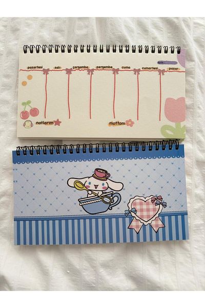 Planet Butik Sanrio Cinnamoroll Kawaii Σχεδιασμένο πληκτρολόγιο μπροστά Δώρο σημειωματάριο Weekly Planner