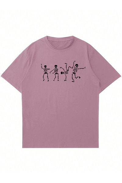Ginevra Μπλουζάκι Unisex Oversize Crew Neck Skeleton με στάμπα
