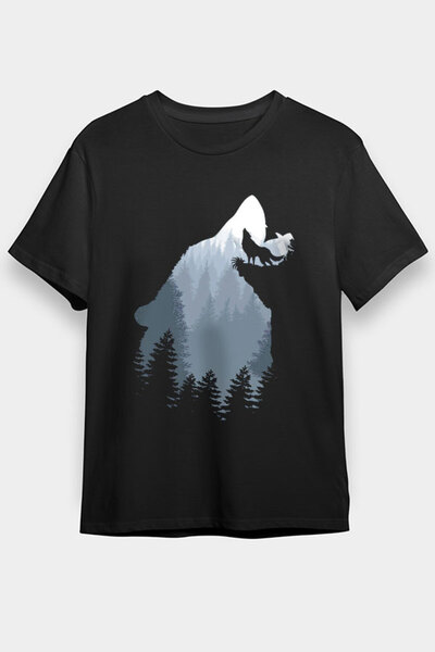 Darkhane Howling Wolf in the Forest Black Unisex Sleeveless T-Shirt Cut-Out S...